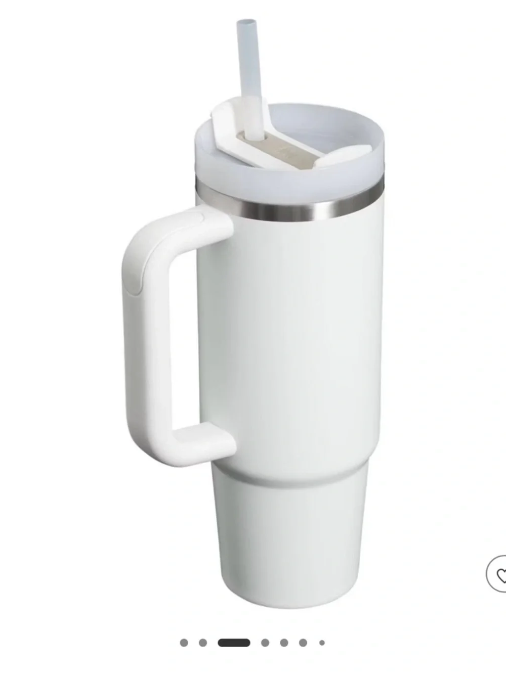 Stanley White Travel Tumbler with Handle and Straw 30oz - Picture 2 of 5